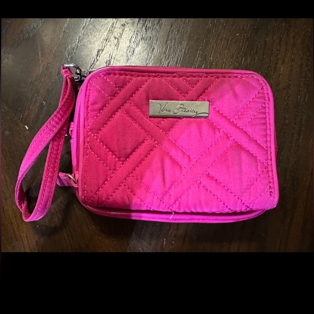 Vera Bradley On the Square Wristlet in Vibrant Pink EUC